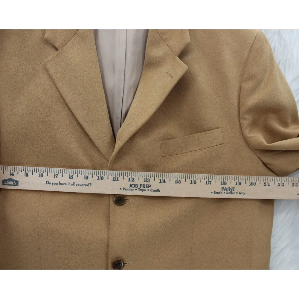 Chaps Ralph Lauren Tan Microfiber 3 Button Blazer Jacket 41R Preppy Old Money